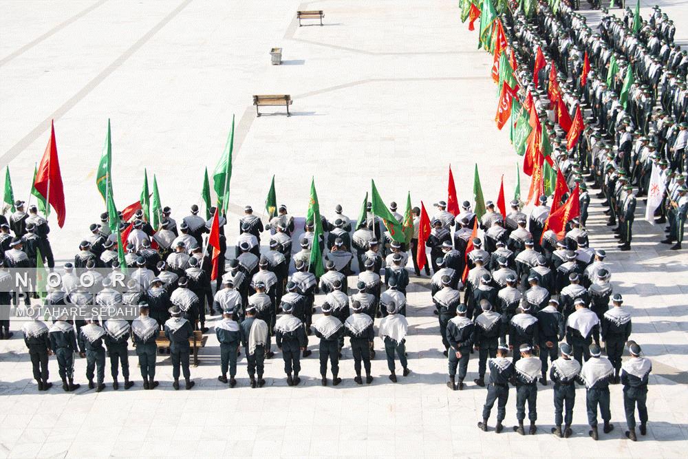 مراسم صبحگاه مشترک نیروهای مسلح در مسجد مقدس جمکران